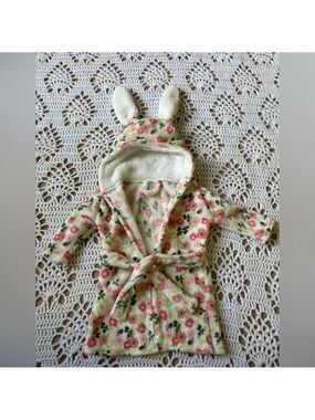 Modern Baby Pink Floral Bunny Ears Robe Size 0 To 9 Months